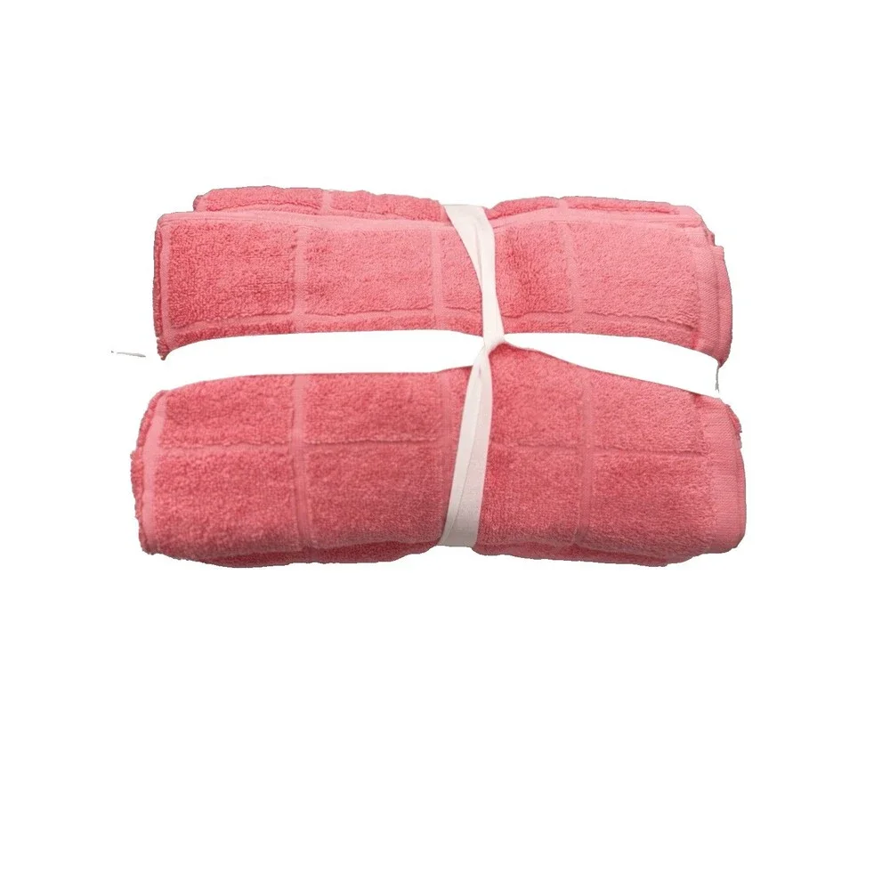 Home Expressions 6 Piece Bath Towel Set 100% Cotton Pink Lemonade NEW